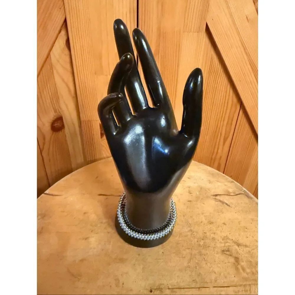 Silver /Black tone bracelet 6” (7883)